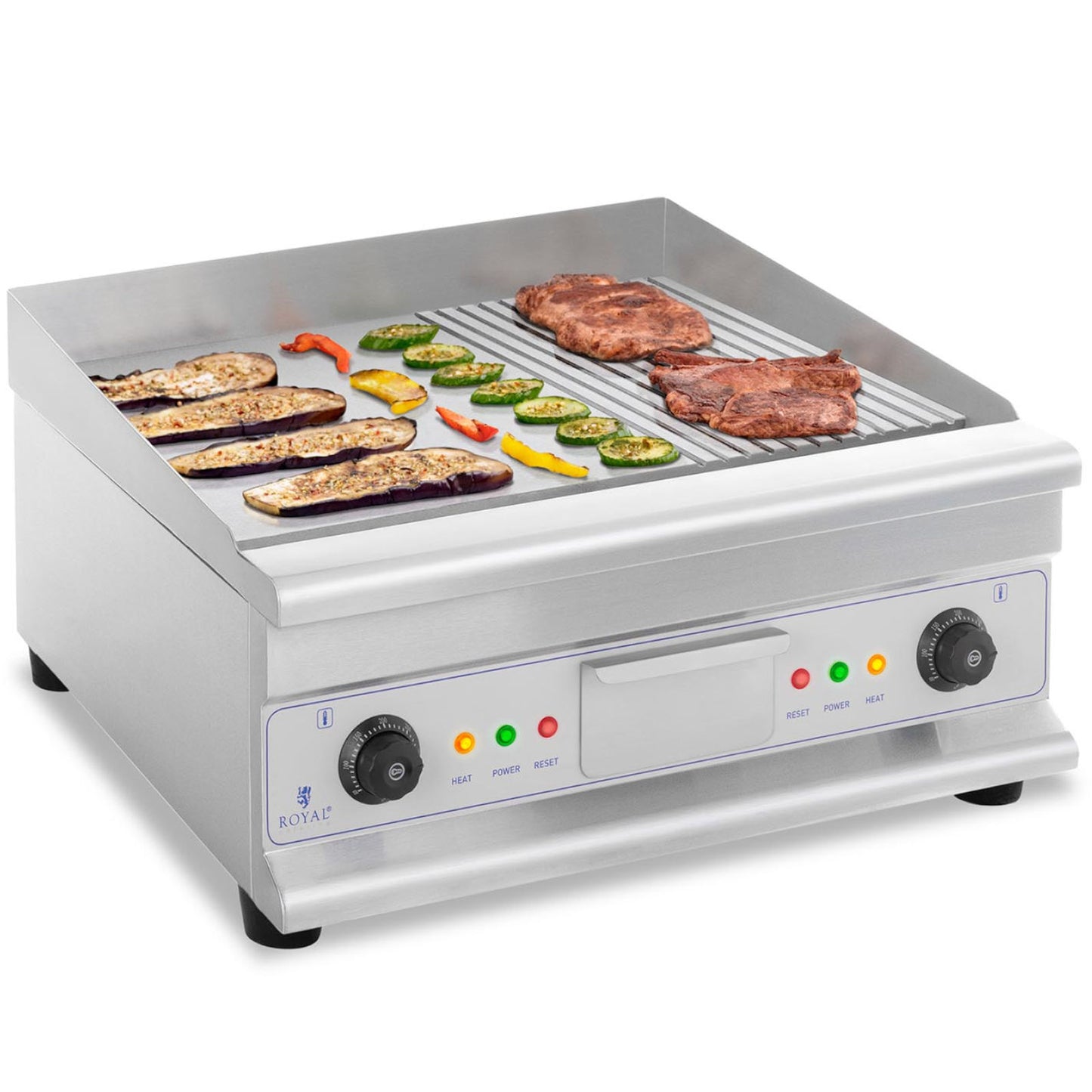 BBQ barbecue plate double smooth ribbed with fat drawer 230 V 2x 3200 W - Carlat