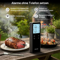 BFOUR Bluetooth & WiFi Meat Thermometer, Wireless Grill Thermometer with 2 Probes 6 Sensors, 100% Waterproof, ±0.1°C Accuracy, Meat Thermometer Wireless for Grill, Oven, Roasting - BF-80 - Carlat