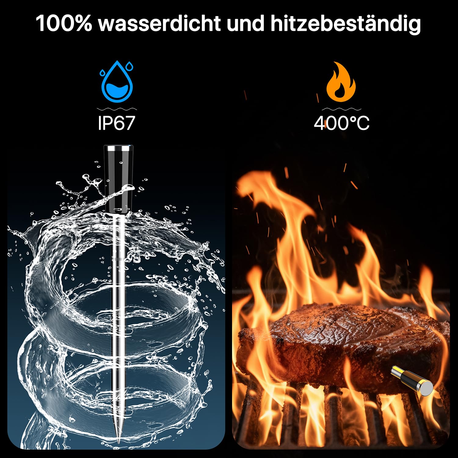 BFOUR Bluetooth & WiFi Meat Thermometer, Wireless Grill Thermometer with 2 Probes 6 Sensors, 100% Waterproof, ±0.1°C Accuracy, Meat Thermometer Wireless for Grill, Oven, Roasting - BF-80 - Carlat