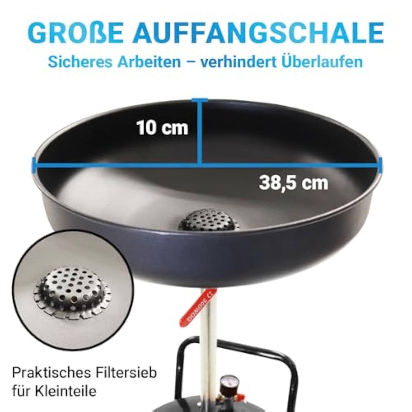 BITUXX Mobile 80 L Oil Catcher Oil Drain Device Oil Catcher Oil Catch Oil Change Compressed Air Emptying 38.5 cm Funnel Black - Carlat