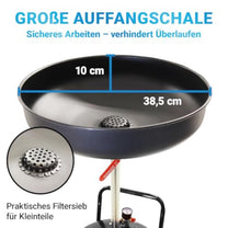 BITUXX Mobile 80 L Oil Catcher Oil Drain Device Oil Catcher Oil Catch Oil Change Compressed Air Emptying 38.5 cm Funnel Black - Carlat