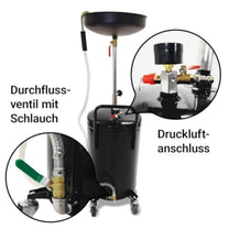 BITUXX Mobile 80 L Oil Catcher Oil Drain Device Oil Catcher Oil Catch Oil Change Compressed Air Emptying 38.5 cm Funnel Black - Carlat