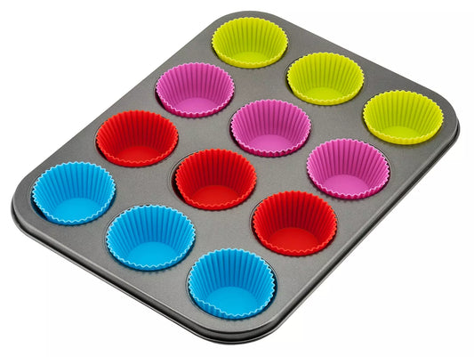Baking Sheets, Molds – Kinghoff 12-piece muffin pan with silicone liners - Carlat