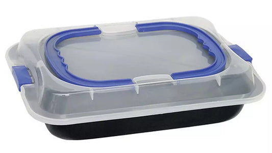 Baking pan with lid, nonstick coating, black with blue accents, 36x24.5x5.5 cm, Kinghoff, KH-4197 - Carlat