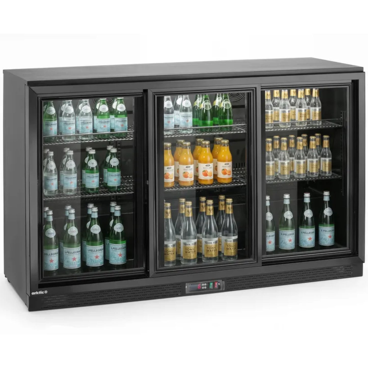 Bar refrigerator with 3 sliding doors LED 308 l 160 W 135x52x87 cm - Carlat