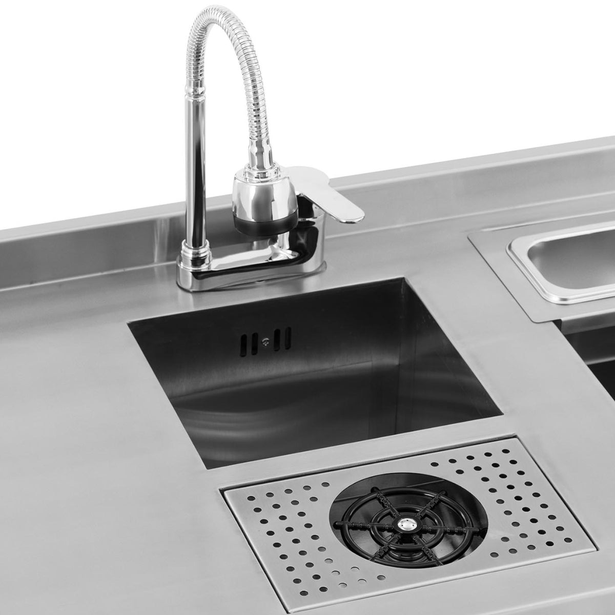 Barman's station bartender table bartender sink with washing machine and ice containers stainless steel - Carlat