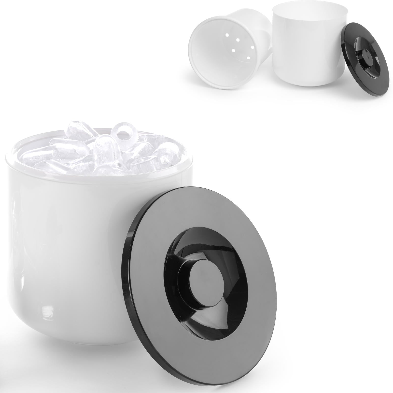 Barware – White ice container with black lid, 10L - Carlat