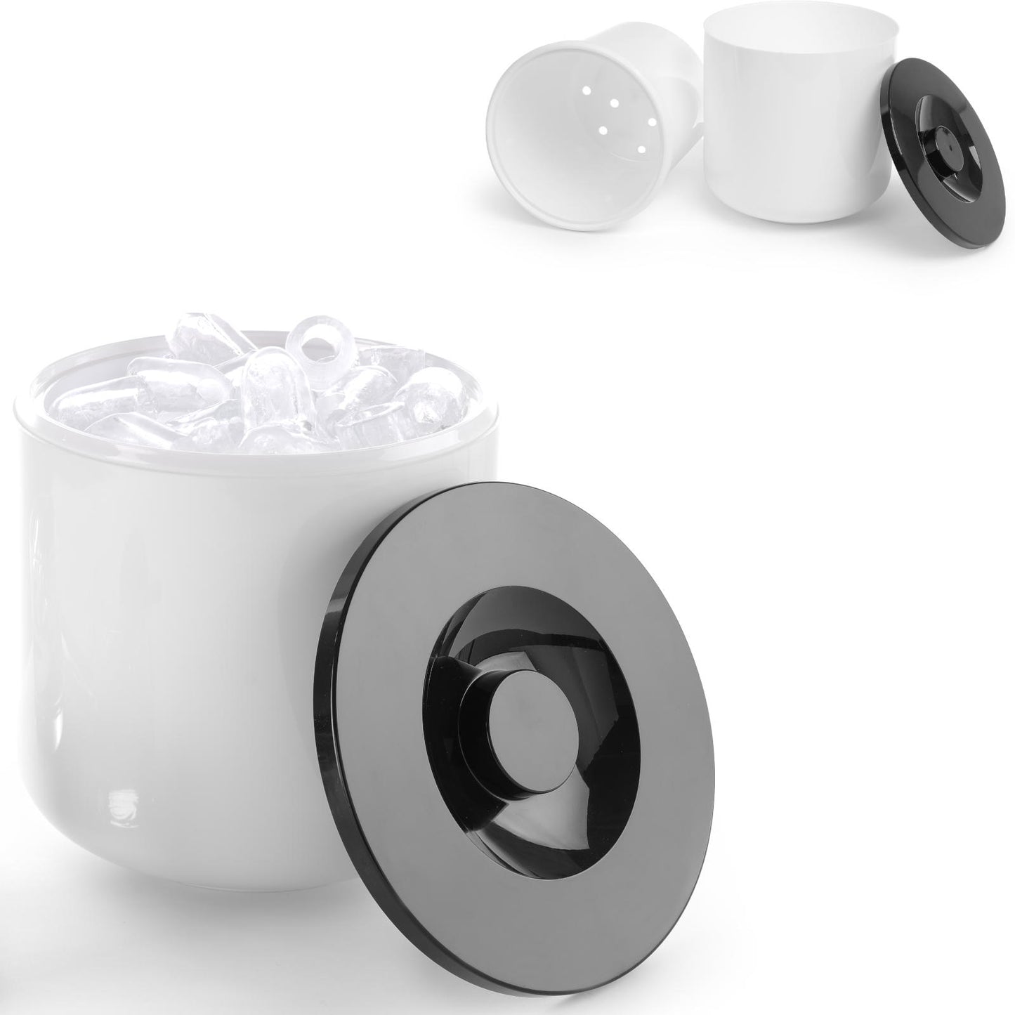 Barware – White ice container with black lid, 5L - Carlat