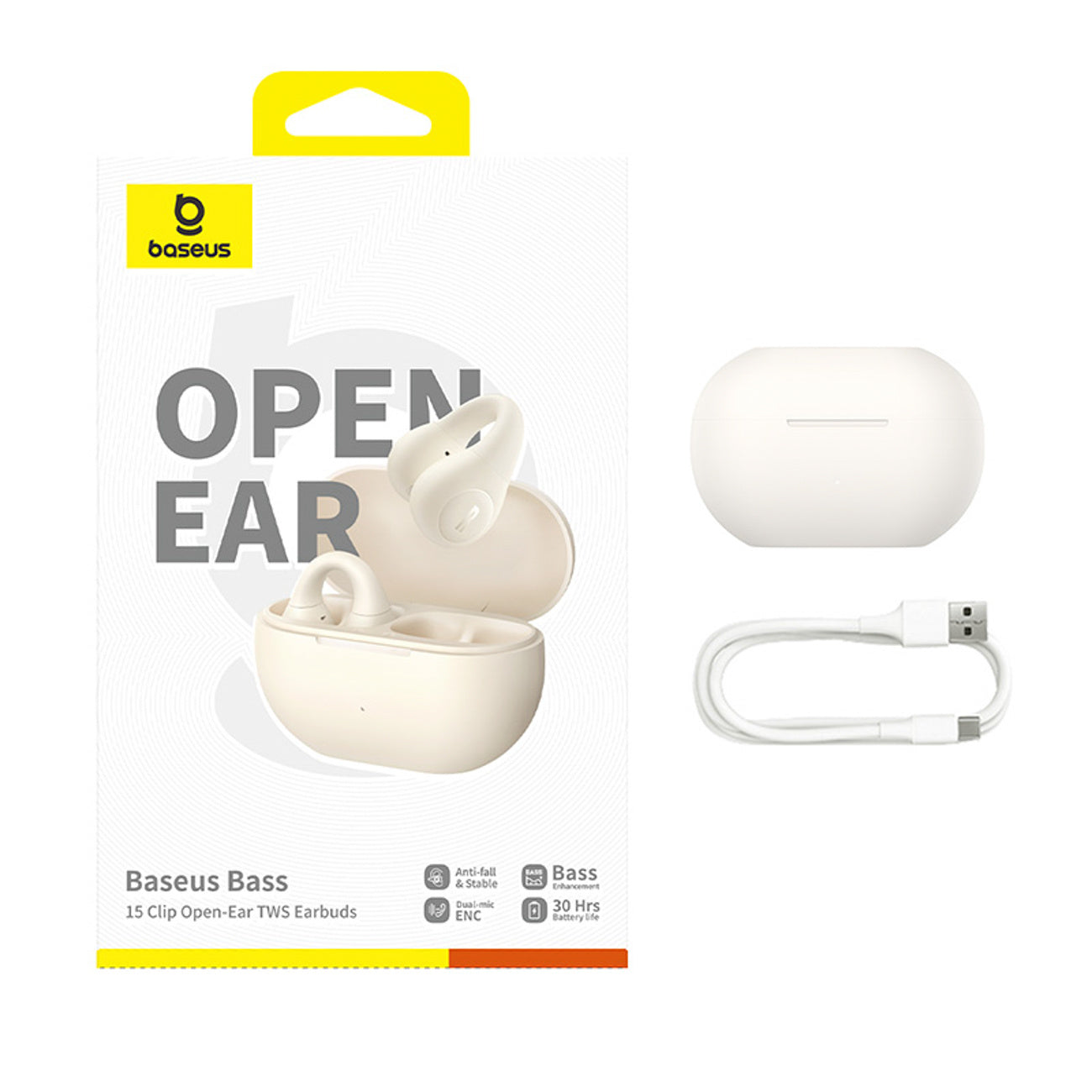 Bass 15 Clip OWS open ear wireless headphones with USB-C - Carlat