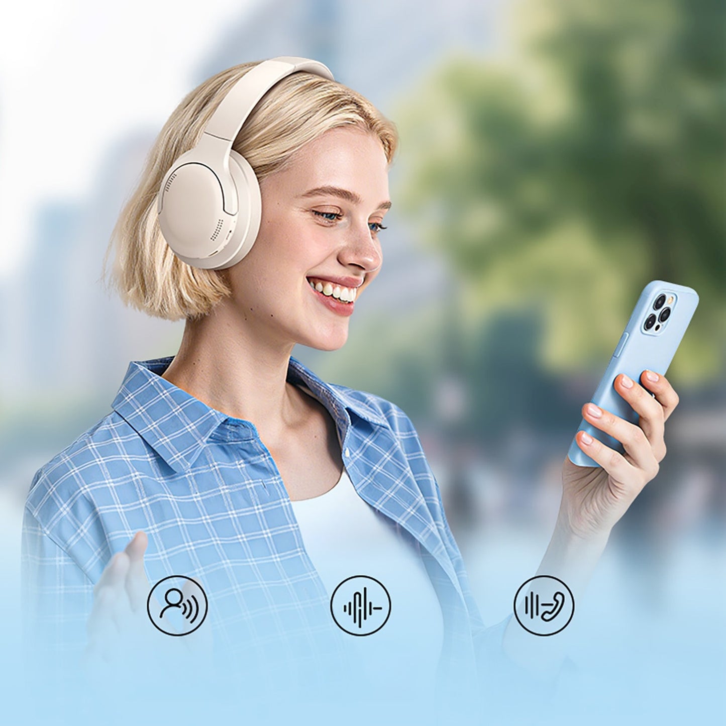 Bass BH1 Lite Bluetooth on-ear wireless headphones - white - Carlat
