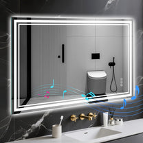 Bathroom Mirror with Lighting 40 x 60 cm - Bathroom Mirror LED - Bathroom Mirror with Anti-Fog Touch Switch Dimmable 3 Light Colours Anti-Fog Wall Mirror IP44 LED Mirror Bathroom Horizontal / Vertical - Carlat