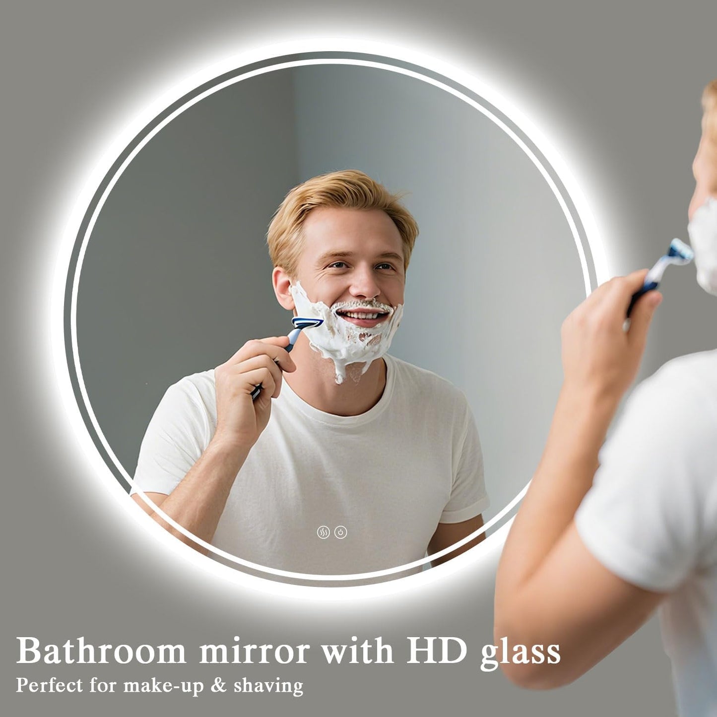 Bathroom Mirror with Lighting - Bathroom Mirror LED with Anti-Fog, Touch Switch, Dimmable, 3 Light Colours, Memory Function, Bathroom Mirror Explosion Protection Wall Mirror - Round 60 cm - Carlat