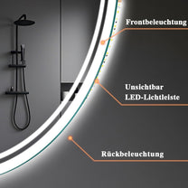 Bathroom Mirror with Lighting - Bathroom Mirror LED with Anti-Fog, Touch Switch, Dimmable, 3 Light Colours, Memory Function, Bathroom Mirror Explosion Protection Wall Mirror - Round 60 cm - Carlat