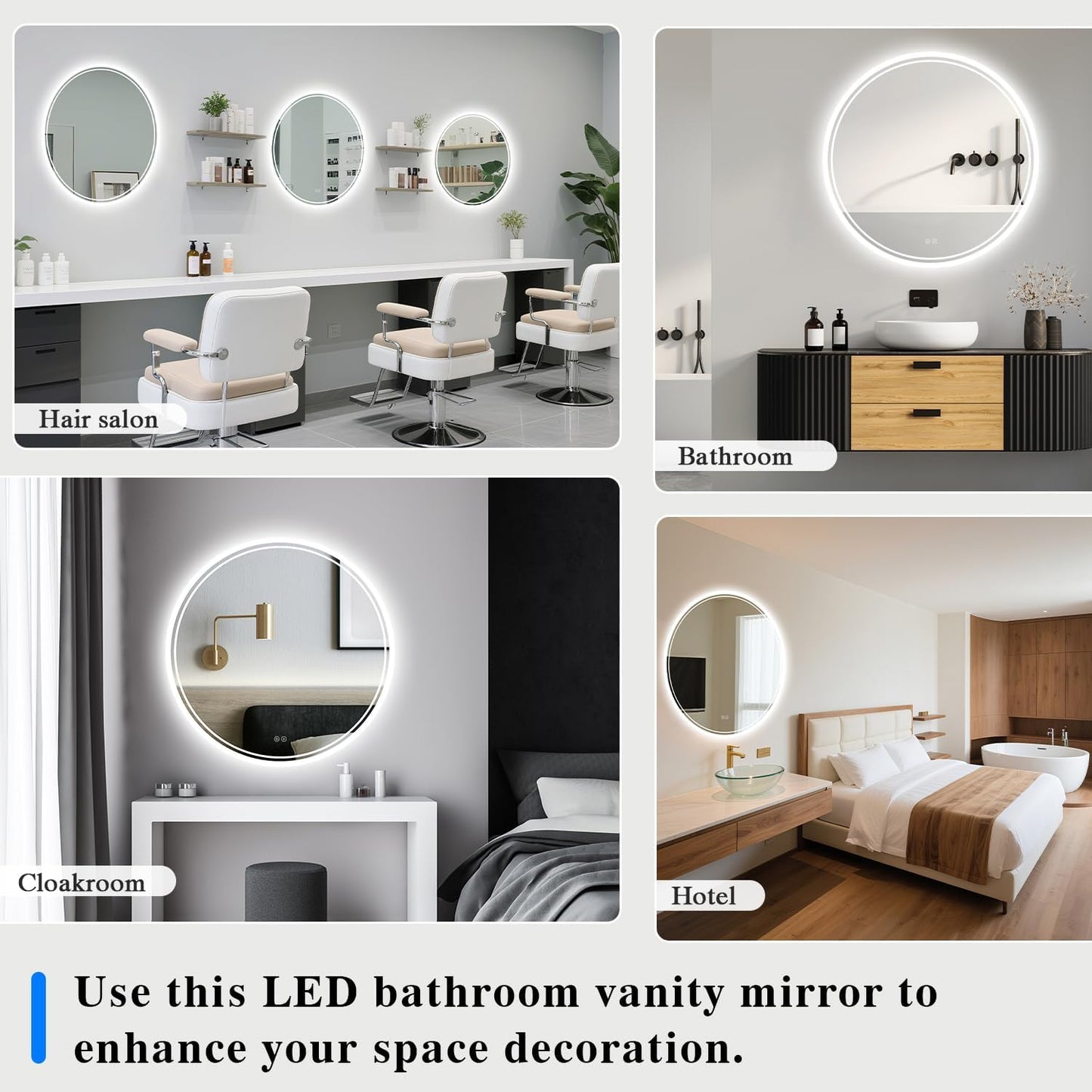 Bathroom Mirror with Lighting - Bathroom Mirror LED with Anti-Fog, Touch Switch, Dimmable, 3 Light Colours, Memory Function, Bathroom Mirror Explosion Protection Wall Mirror - Round 60 cm - Carlat