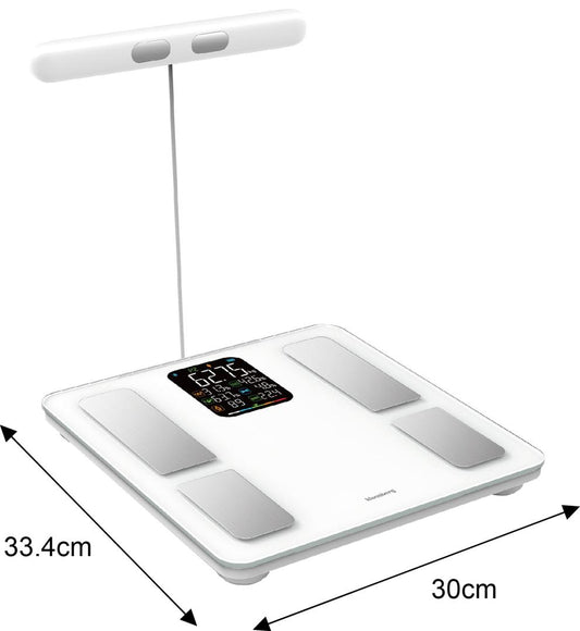 Bathroom scale with handle, electronic, precise body composition analysis, white, Klausberg, KB-7857 - Carlat