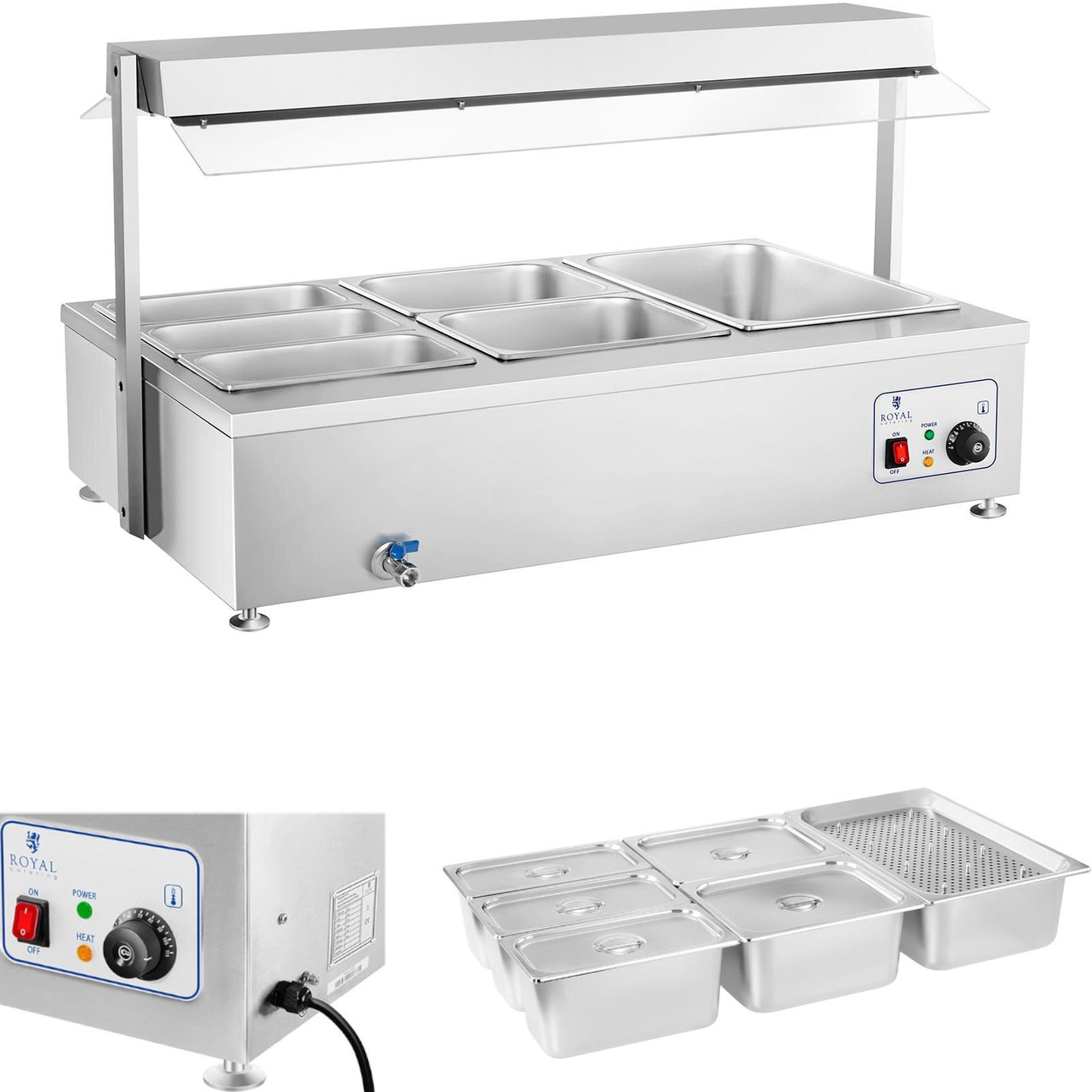 Bemar water stand heater with tap 6 x GN 150mm 55L Royal Catering - Carlat
