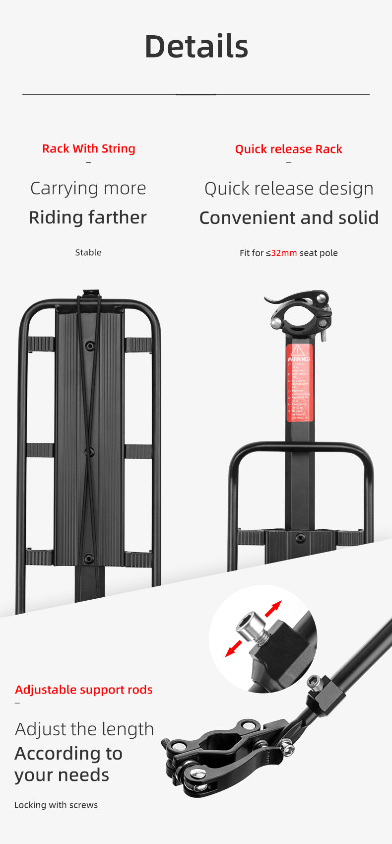 Bicycle Parts – Durable bicycle rack with shelf, saddle function - Carlat