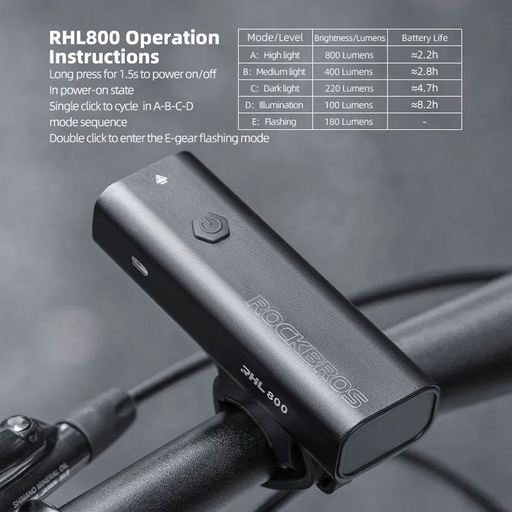 Bicycle Parts – Front bicycle light 800lm + USB-C cable - Carlat