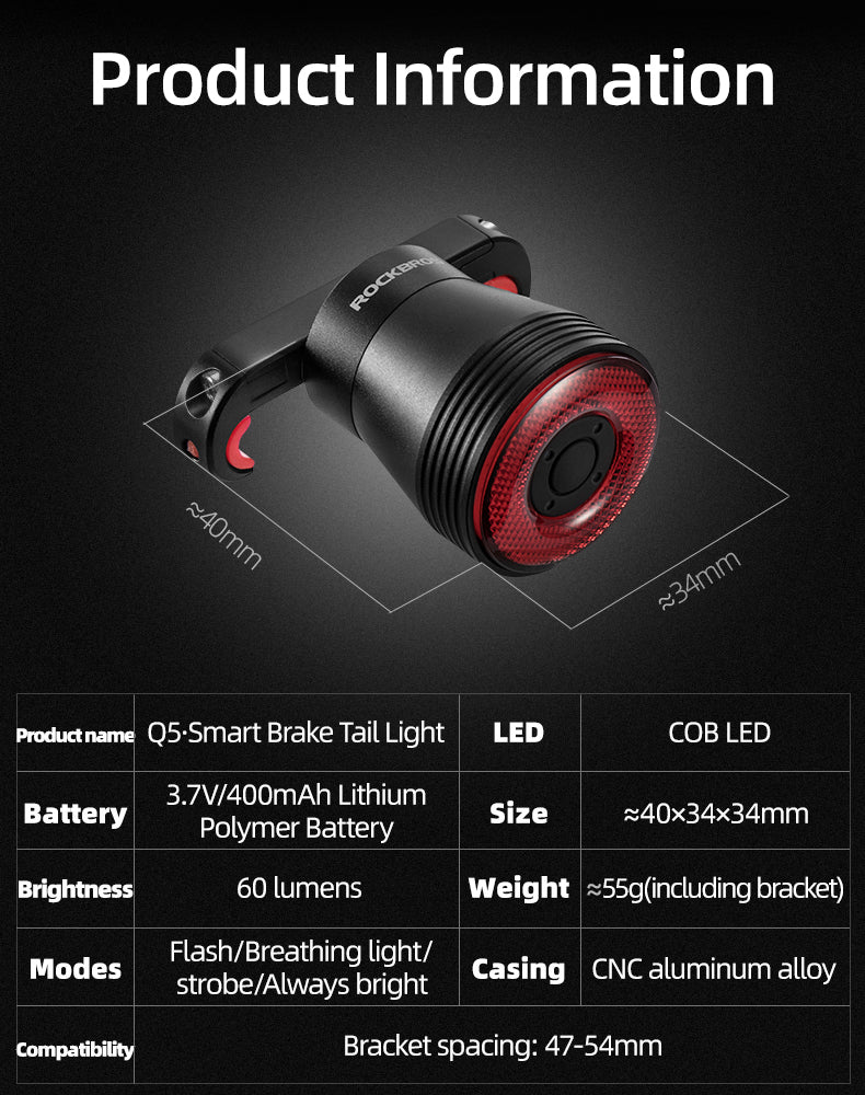 Bicycle Parts – Rear bicycle light with Q5 intelligent stop - Carlat