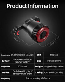 Bicycle Parts – Rear bicycle light with Q5 intelligent stop - Carlat