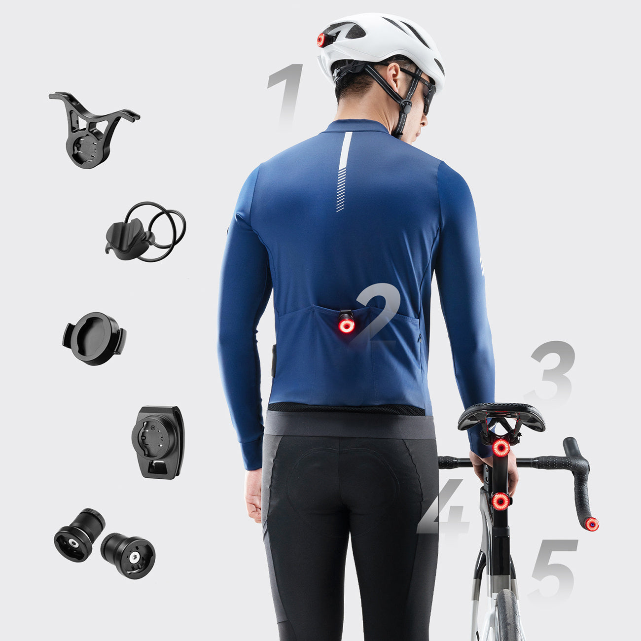 Bicycle Parts – Rear lights waterproof intelligent lights black 2 - Carlat