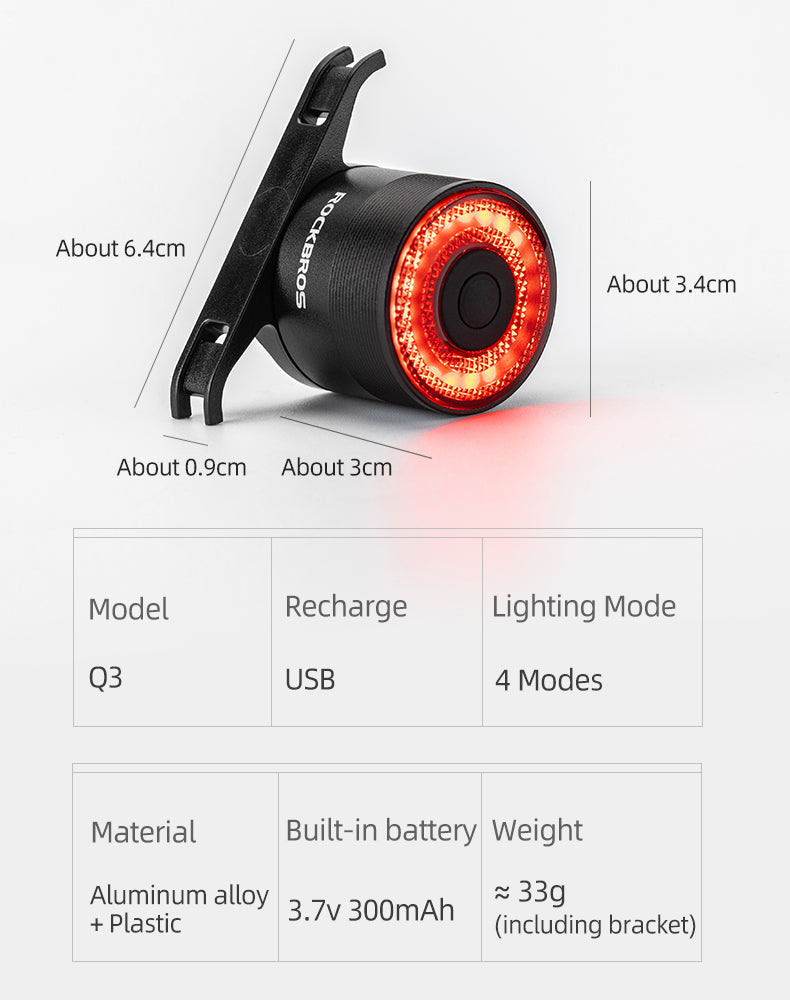 Bicycle Parts – Red rear bicycle lamp, STOP system, four - Carlat