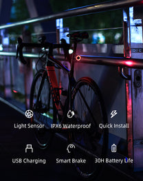 Bicycle Parts – Red rear bicycle lamp, STOP system, four - Carlat