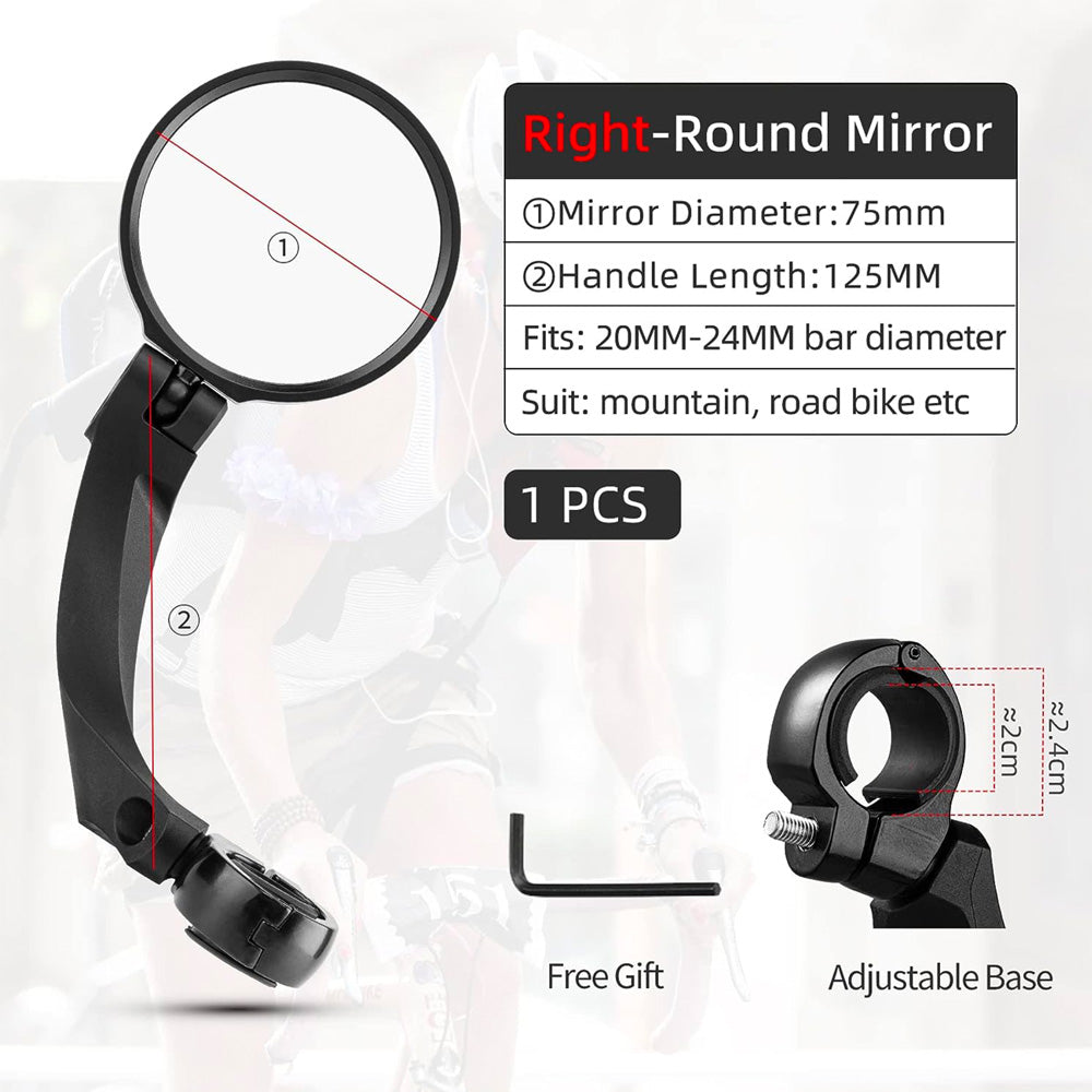 Bicycle Parts – Right round rear-view bicycle mirror - black - Carlat
