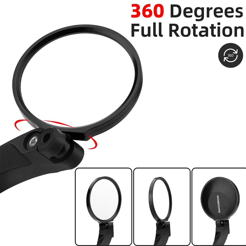 Bicycle Parts – Round left rear-view bicycle mirror - black - Carlat