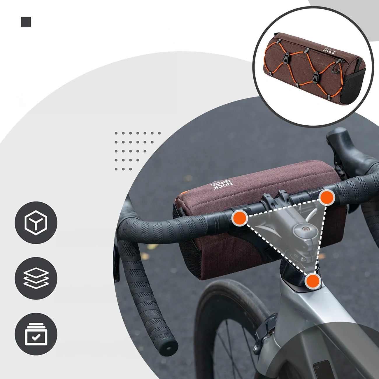 Bicycle handlebar bag with strap 2.2L - brown - Carlat