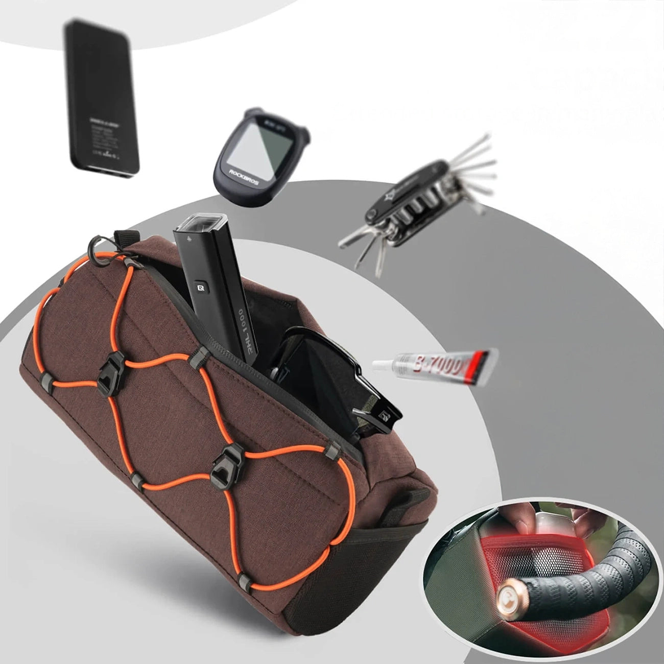 Bicycle handlebar bag with strap 2.2L - brown - Carlat