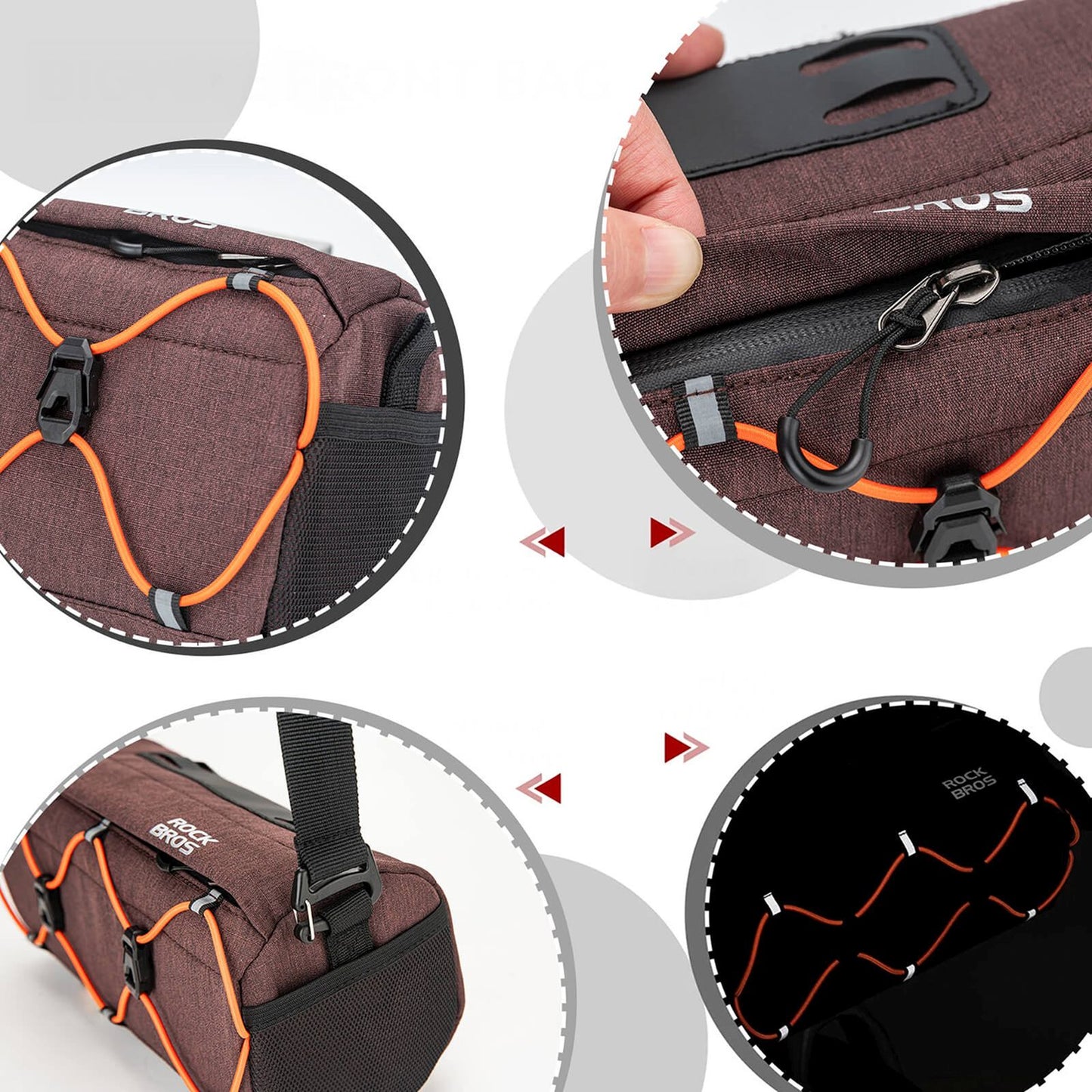 Bicycle handlebar bag with strap 2.2L - brown - Carlat