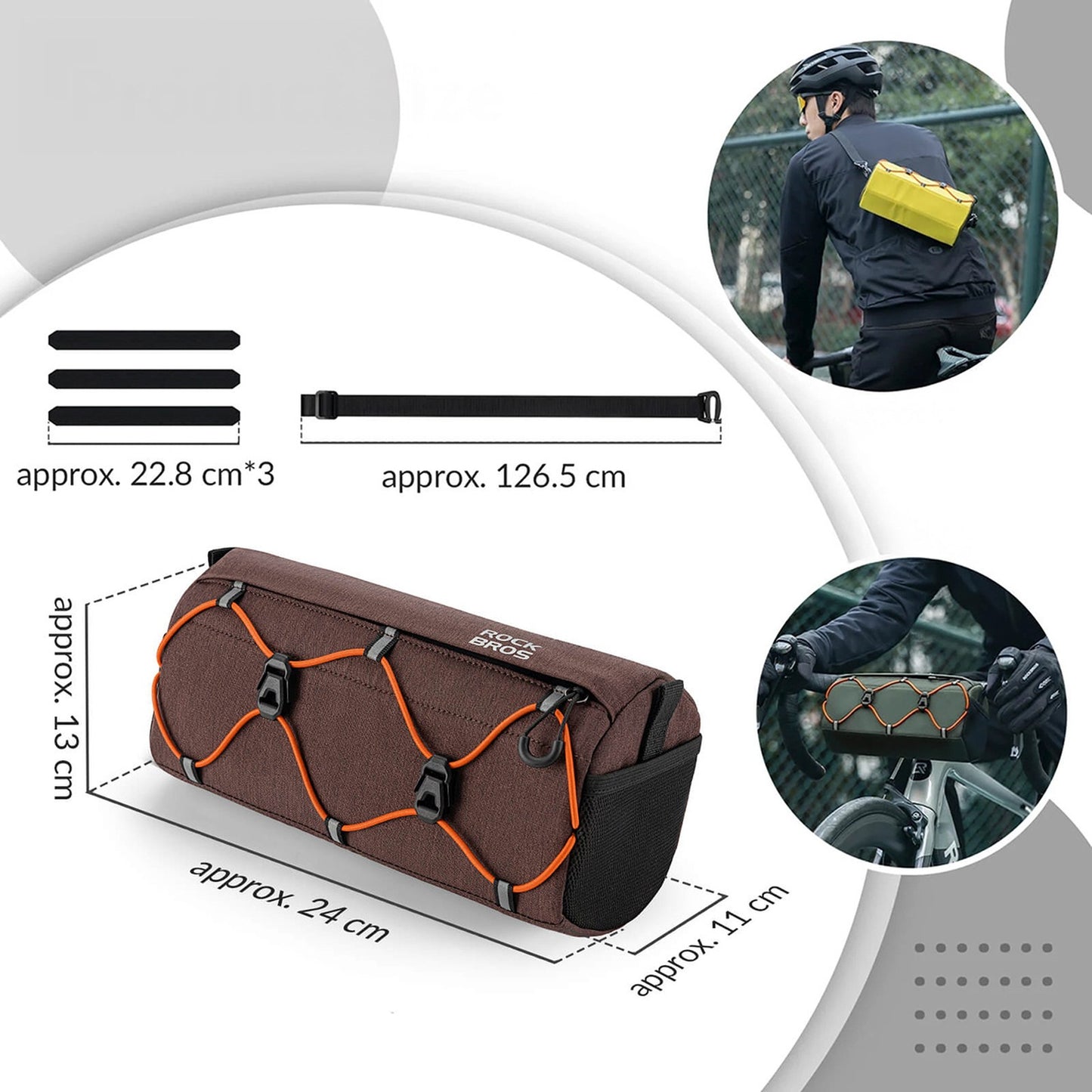 Bicycle handlebar bag with strap 2.2L - brown - Carlat