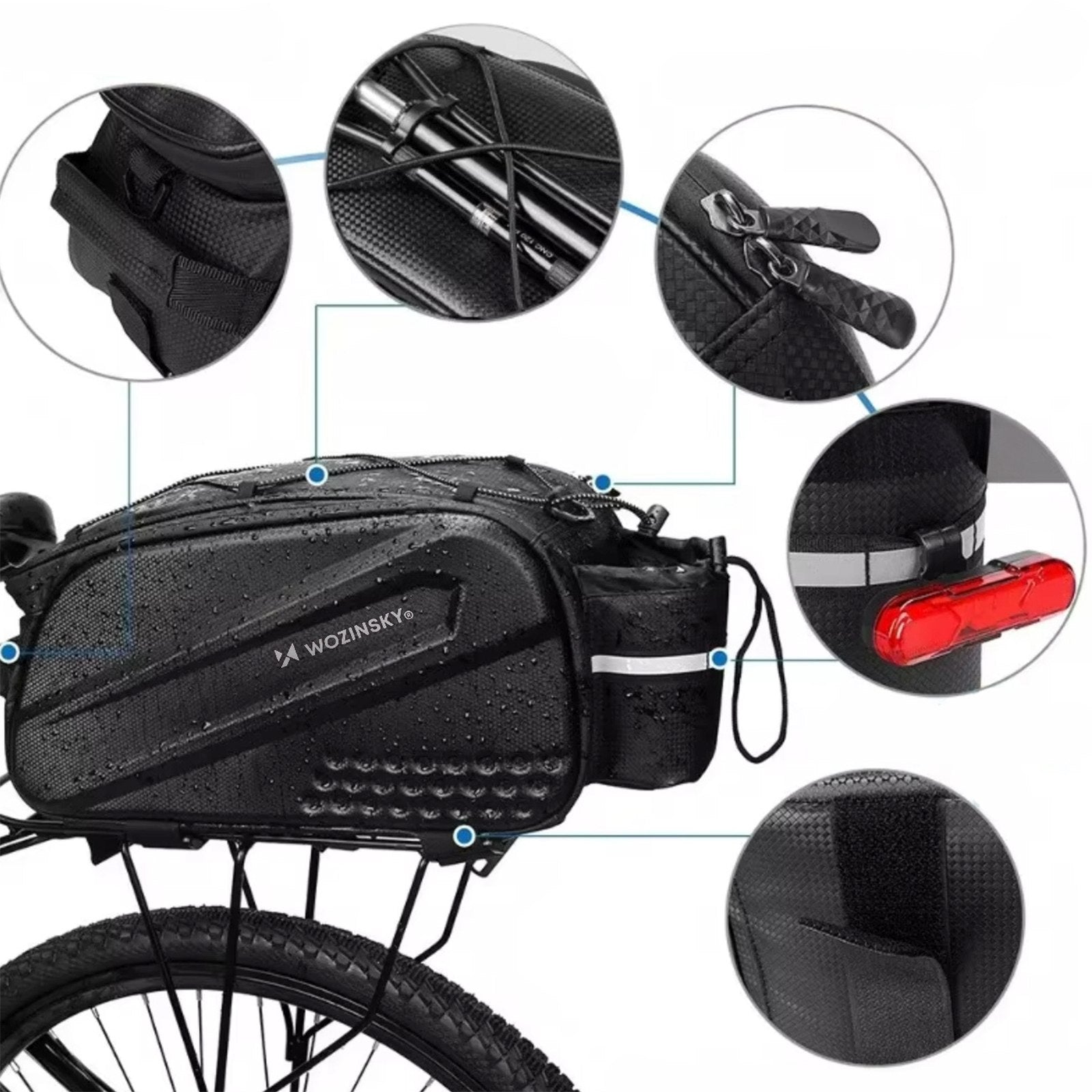 Bicycle pannier bag with long strap - black - Carlat