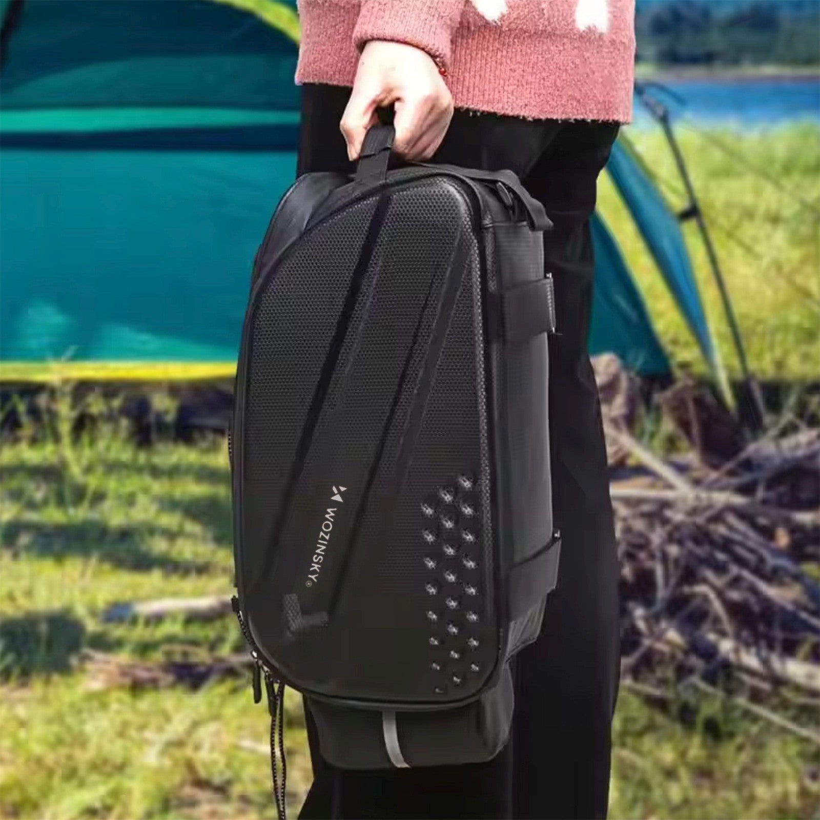 Bicycle pannier bag with long strap - black - Carlat