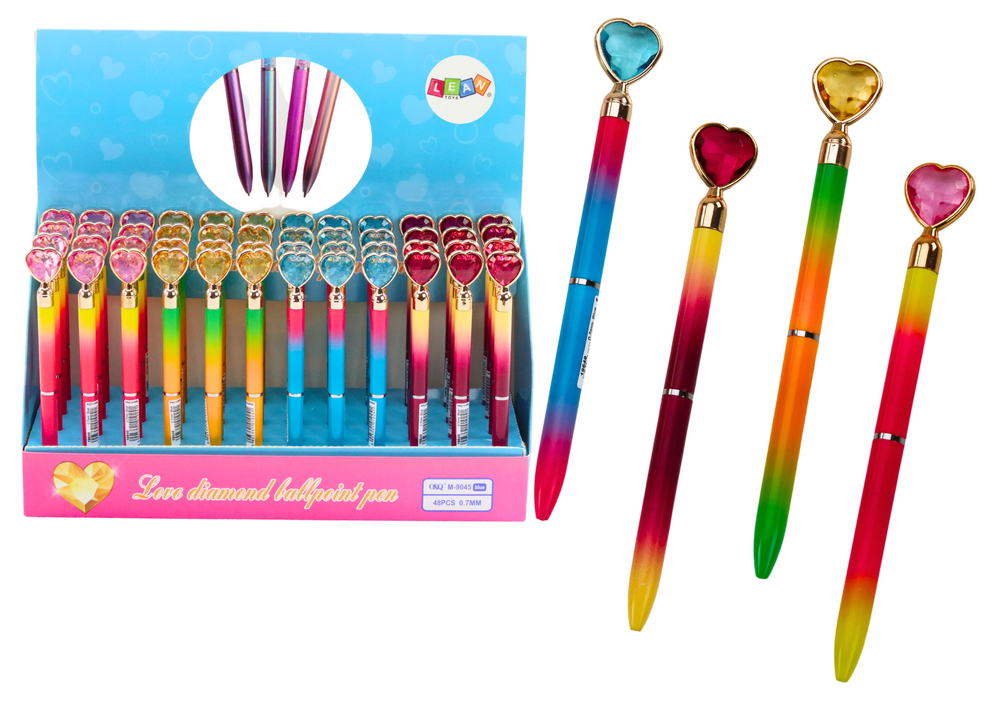 Blue Heart Diamond Ballpoint Pen with 0.7mm Refill (Assorted Colors) - Carlat