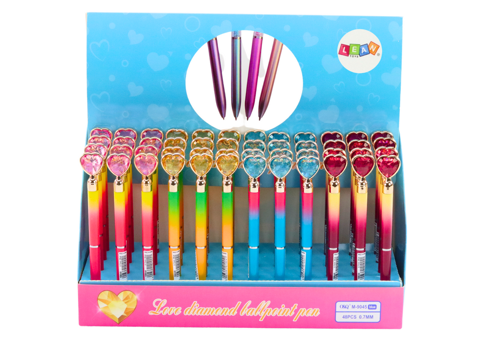 Blue Heart Diamond Ballpoint Pen with 0.7mm Refill (Assorted Colors) - Carlat