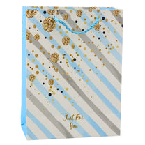 Blue and Pink Glitter Paper Gift Bag, 23 x 18 x 10.5 cm - Carlat
