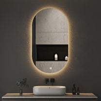 Boromal LED Bathroom Mirror Round with Lighting 60 x 60 cm LED Mirror Round Bathroom Mirror with Lighting Wall Mirror Round with 3 Light Colours Dimmable Touch Switch - Carlat
