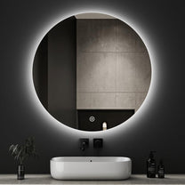 Boromal LED Bathroom Mirror Round with Lighting 60 x 60 cm LED Mirror Round Bathroom Mirror with Lighting Wall Mirror Round with 3 Light Colours Dimmable Touch Switch - Carlat