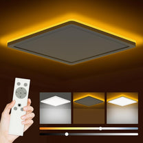 Bowfar LED Flat Ceiling Light, 24 W, 3200 lm, Ceiling Light with Remote Control, Dimmable 3000 K - 6500 K, 1800 K Night Light, Amber, Bathroom Lamp for Living Room, Kitchen, Children's Room, Hallway - Carlat
