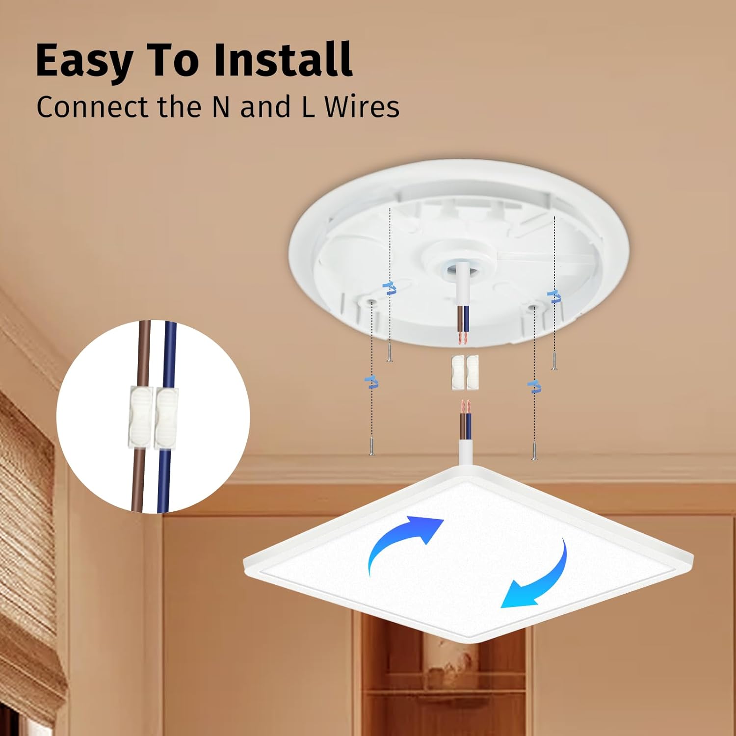 Bowfar LED Flat Ceiling Light, 24 W, 3200 lm, Ceiling Light with Remote Control, Dimmable 3000 K - 6500 K, 1800 K Night Light, Amber, Bathroom Lamp for Living Room, Kitchen, Children's Room, Hallway - Carlat