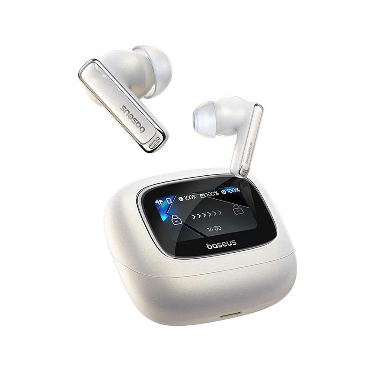Bowie M2s Ultra TWS wireless headphones with screen - white - Carlat