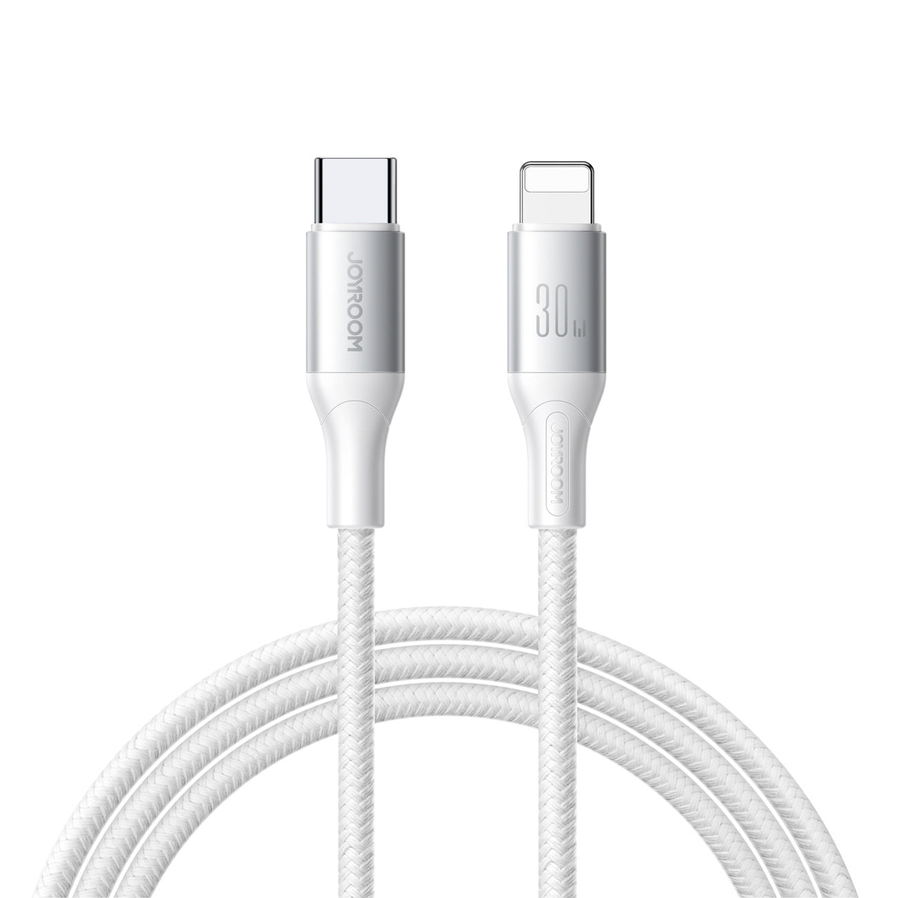 Braided S-A28 cable USB-C - Lightning 30W 1m - white - Carlat