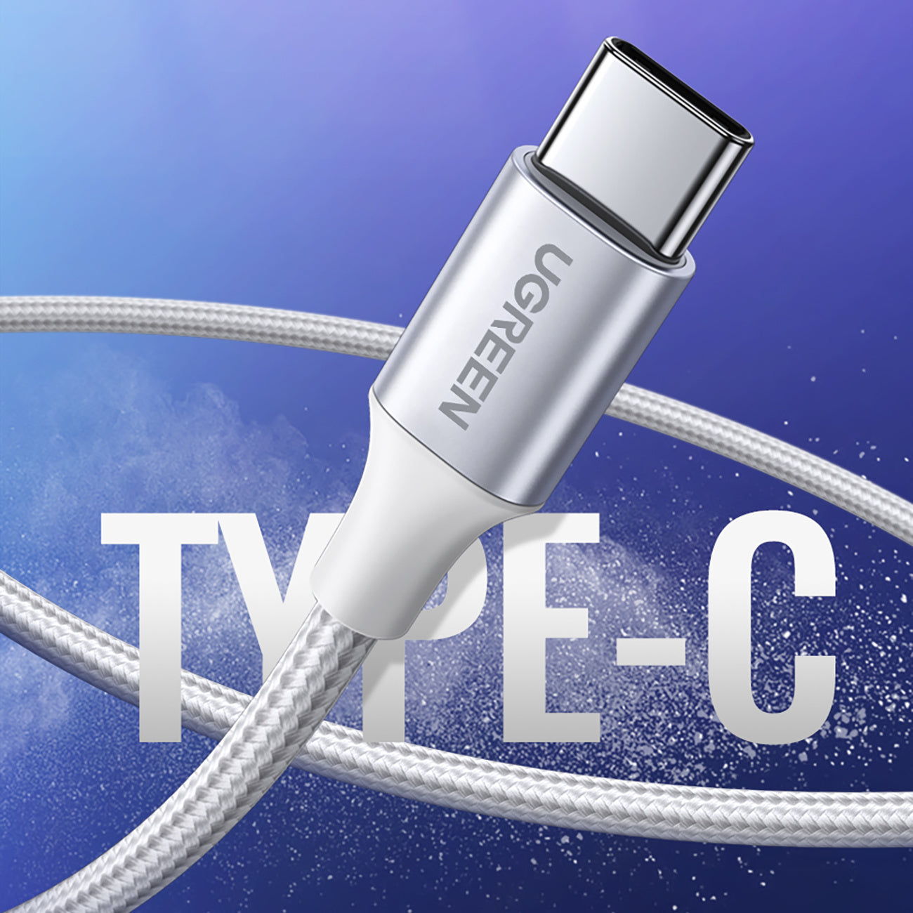 Braided cable USB-A - USB-C QC 3.0 3A 1m - white - Carlat