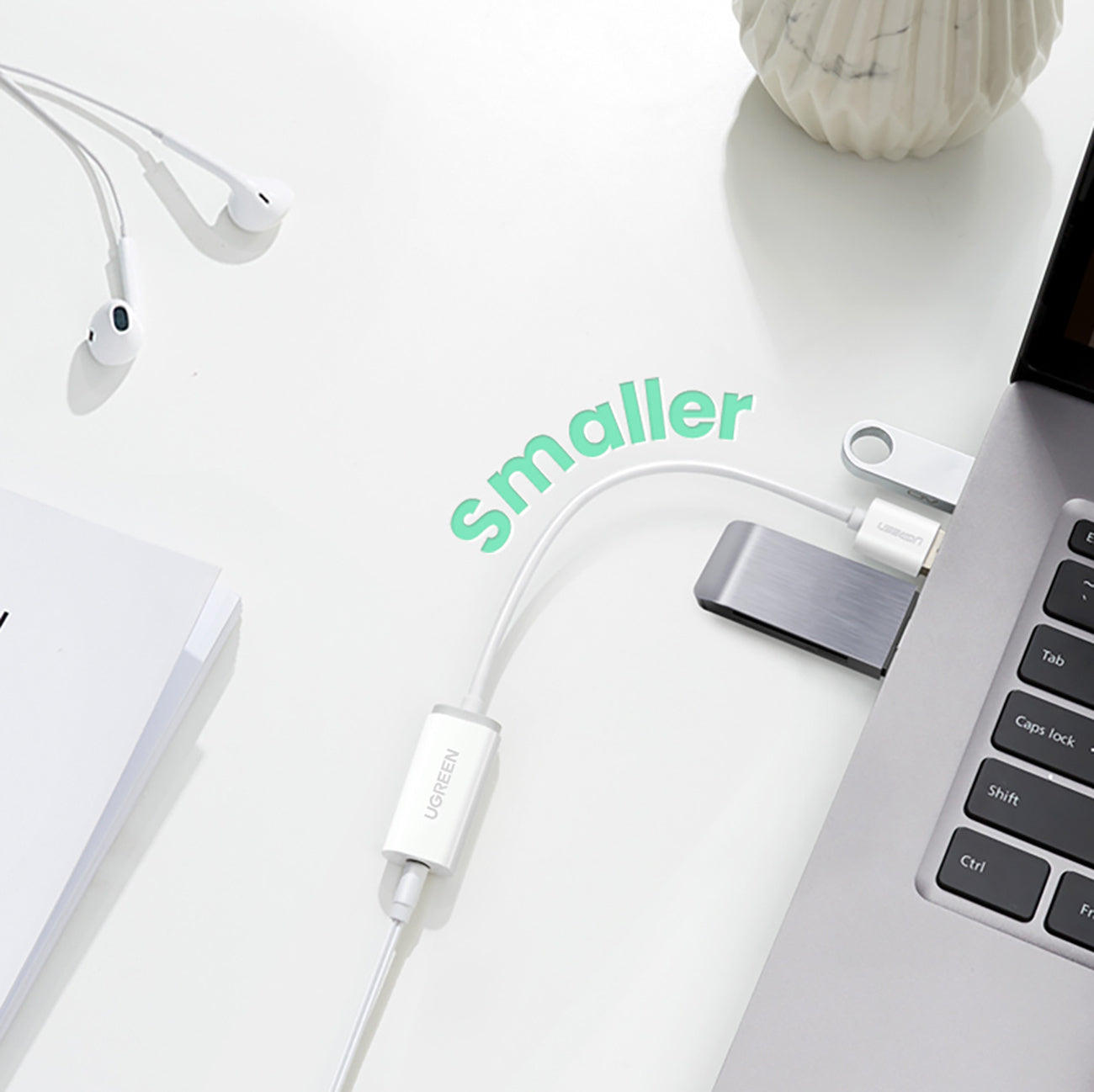 Braided cable USB-A - USB-C QC 3.0 3A 1m - white - Carlat