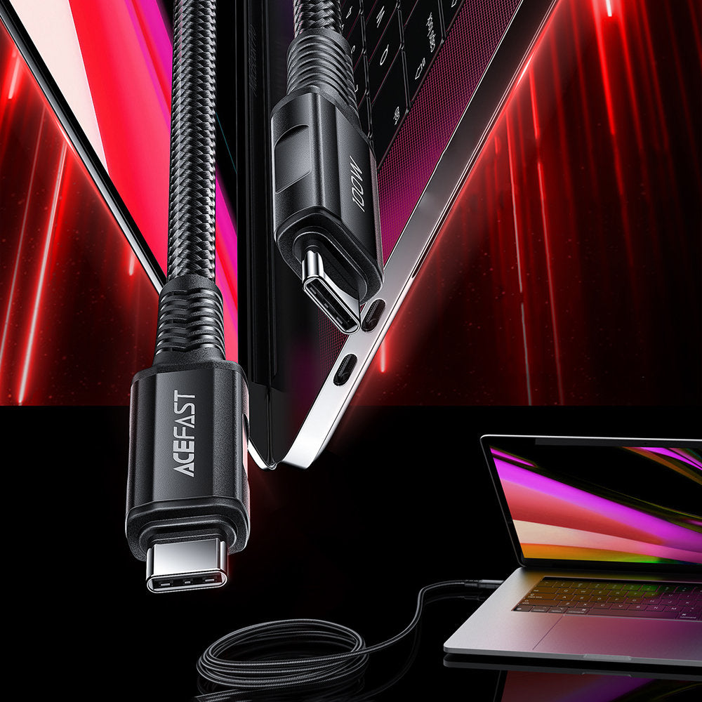Braided cable USB-C 100W 20V 5A 2m black - Carlat
