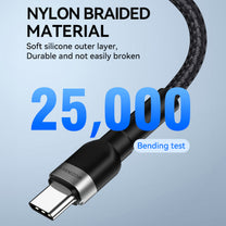 Braided cable USB-C 100W 20V 5A 2m black - Carlat
