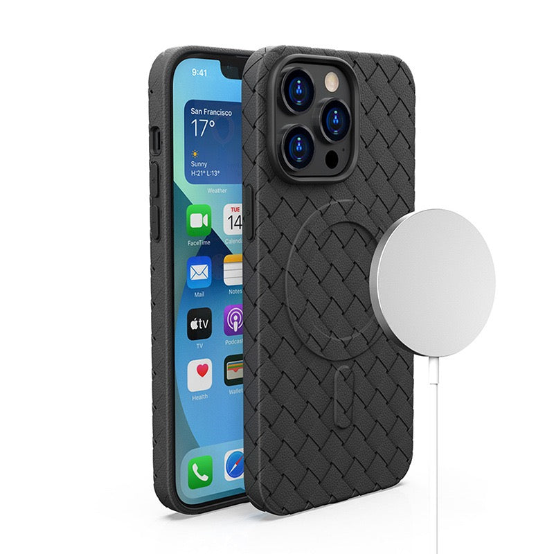 Braided case for iPhone 15 Pro with MagSafe Woven Case, black - Carlat