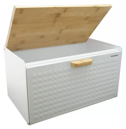 Bread Bags – Steel-bamboo bread box, white Klausberg - Carlat